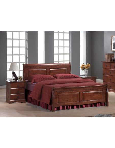 Lit double - Boston 2 - Pour matelas 160 x 200 cm - Bois