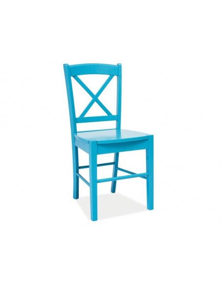 Chaise avec dossier en croix - 40 x 36 x 85 cm - Bleu
