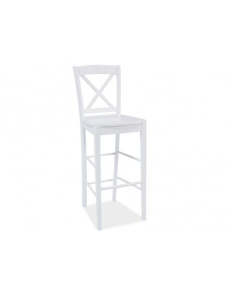 Chaise de bar - 40 x 37 x 112 cm - Bois - Blanc