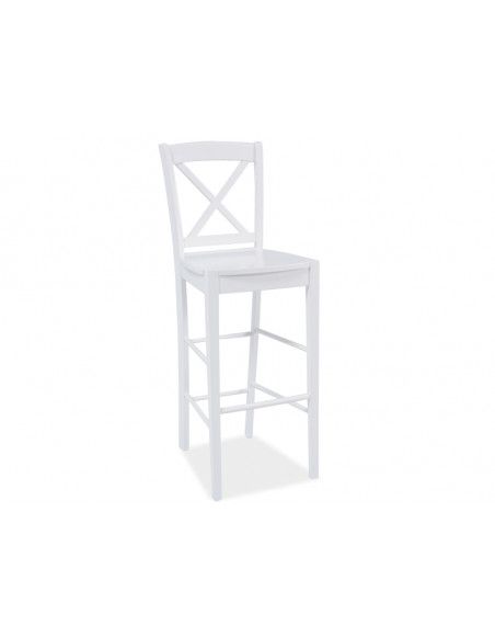 Chaise de bar - 40 x 37 x 112 cm - Bois - Blanc