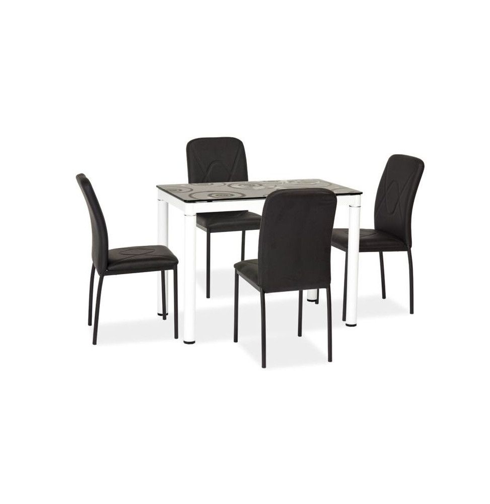 Table rectangulaire 6 personnes - Damar - 100 x 60 x 75 cm - Noir et blanc