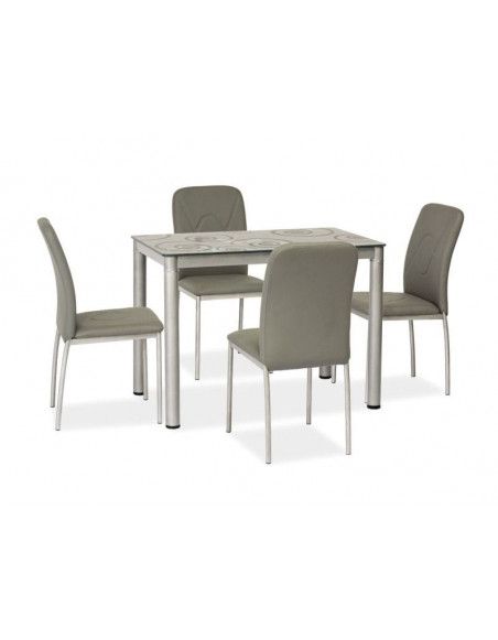 Table rectangulaire 4 personnes - Damar - 80 x 60 x 75 cm - Gris