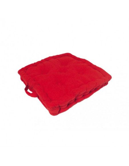 Coussin tapissier Panama en coton - L 50 x l 50 x H 10 cm - Rouge