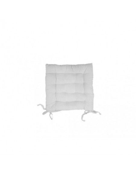 Galette de chaise capitonné Panama en coton - L 40 x l 40 x H 5 cm - Blanc