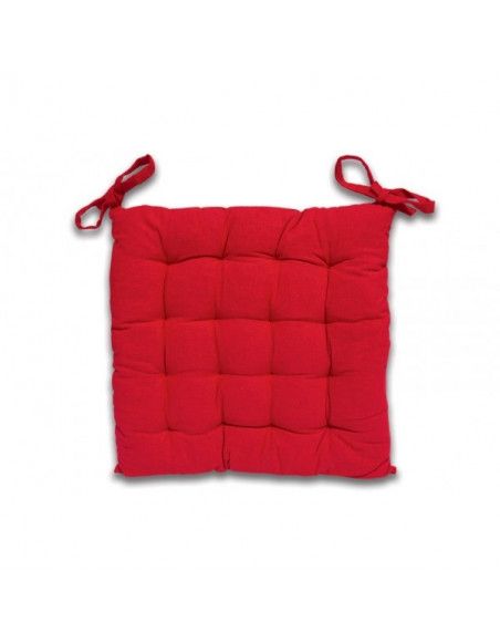 Galette de chaise capitonné Panama en coton - L 40 x l 40 x H 5 cm - Rouge