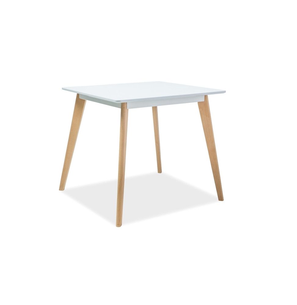 Table carrée 4 personnes - Declan II - 80 x 80 x 75 cm - MDF et hêtre