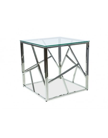 Table basse graphique d'appoint - Escada B - 55 x 55 x 55 cm - Chromé