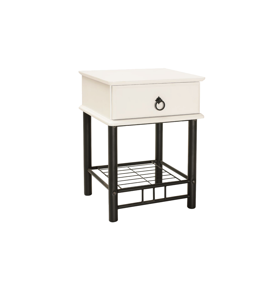 Table de chevet - ET747 - 40 x 45 x 61 cm - Blanc et noir