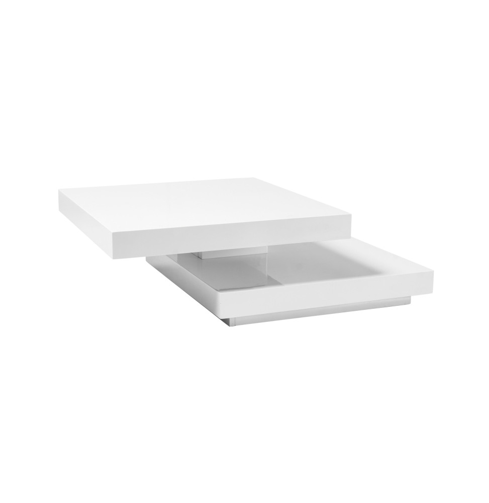 Table basse modulable - Falon - 75-105 x 75 x 34 cm - Blanc