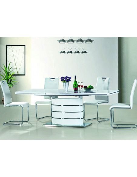 Table extensible 10 personnes - Fano - 160-220 x 90 x 77 cm - Gris