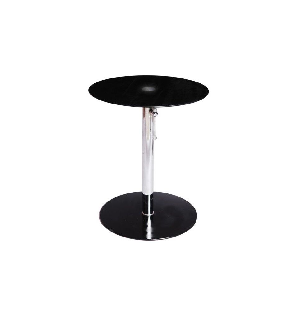 Table ronde réglable - Fogo - D 50 x H 60-90 cm - Métal chromé - Noir