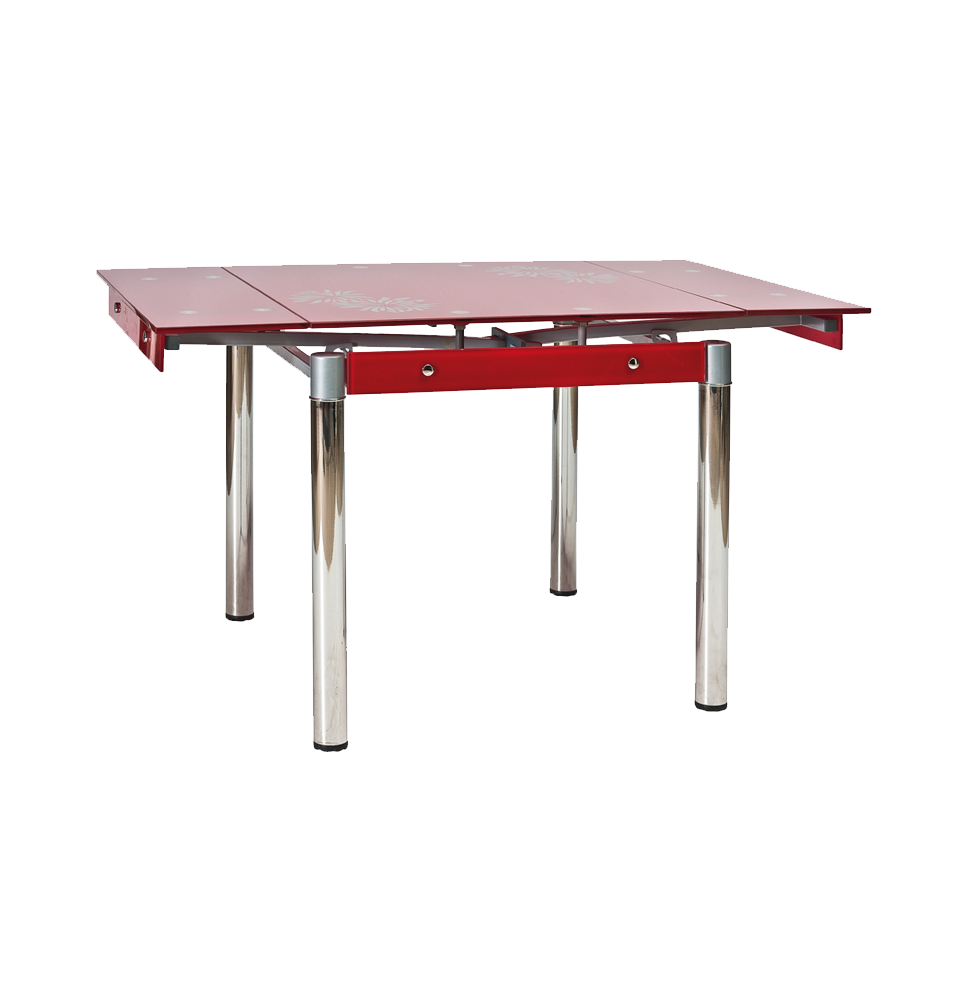 Table extensible 6 personnes - GD082 - 80-131 x 80 x 75 cm - Rouge