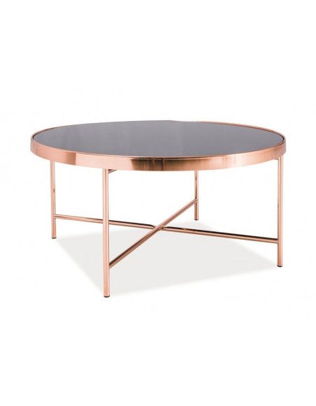 Table basse - Gina B - D 82 x  H 40 cm - Métal cuivré - Noir