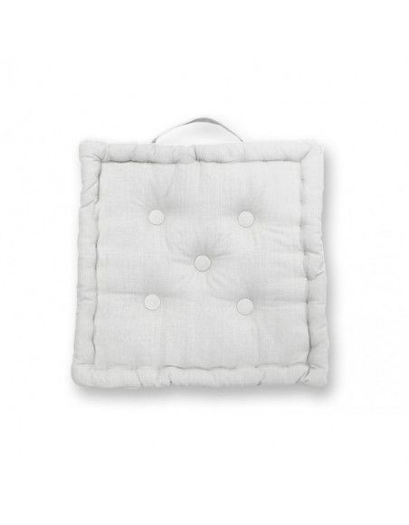 Coussin tapissier Panama en coton - 50 x 50 x 10 cm - Blanc