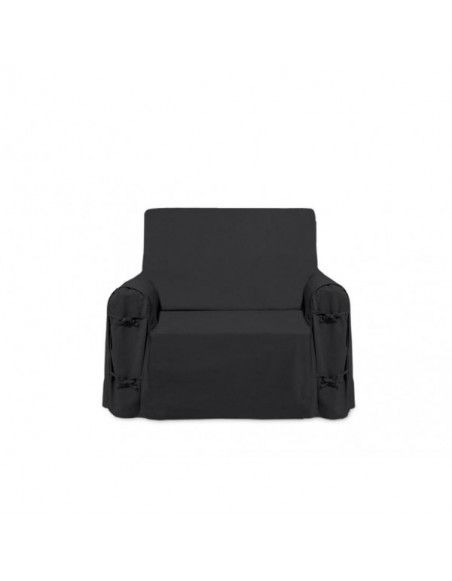 Housse de fauteuil Panama en coton - 90 x 90 x 60 cm - Gris foncé
