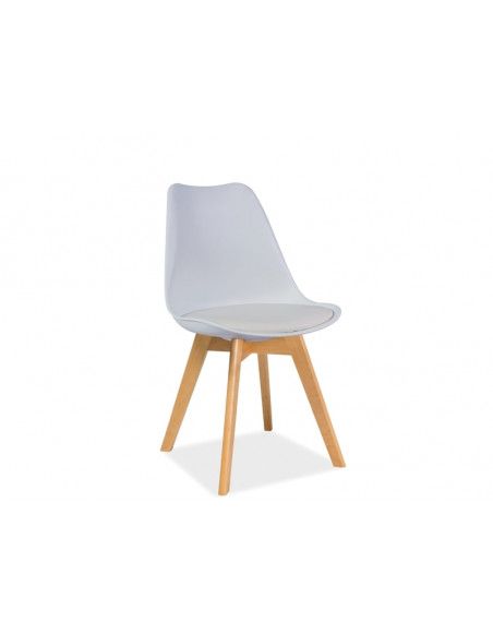 Chaise - Kris - 49 x 41 x 83 cm - Cadre en bois couleur hêtre - Blanc