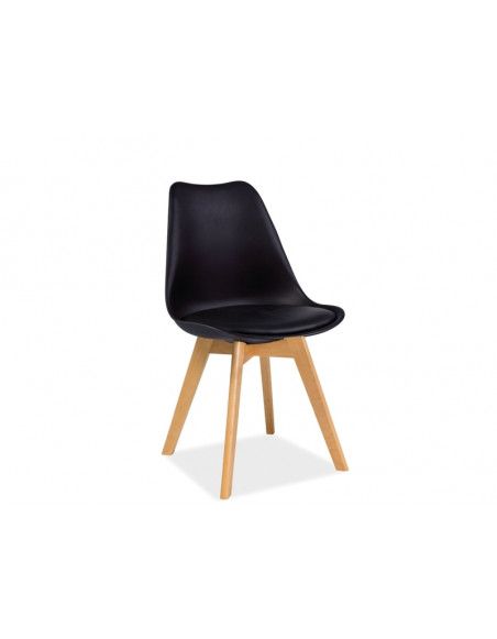 Chaise - Kris - 49 x 41 x 83 cm - Cadre en bois couleur hêtre - Noir