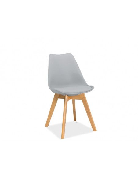 Chaise - Kris - 49 x 41 x 83 cm - Cadre en bois couleur hêtre - Gris clair