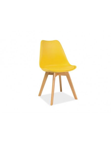 Chaise - Kris - 49 x 41 x 83 cm - Cadre en bois couleur hêtre - Jaune