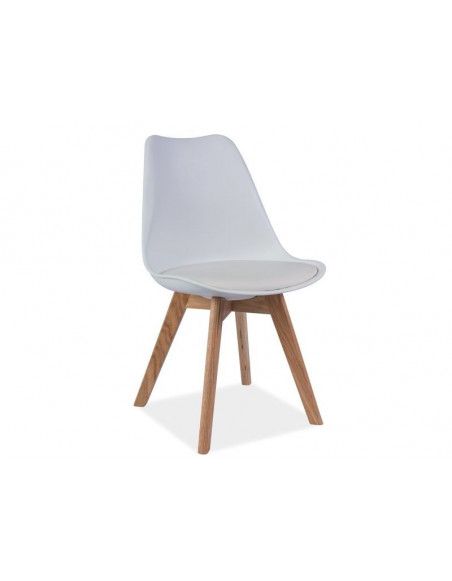 Chaise - Kris - 49 x 41 x 83 cm - Cadre en bois couleur chêne - Blanc