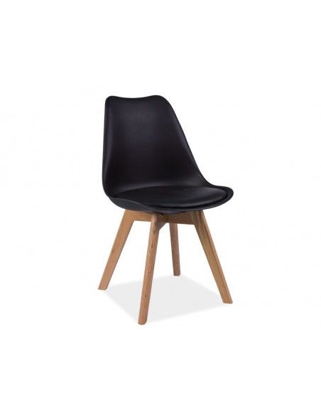 Chaise - Kris - 49 x 41 x 83 cm - Cadre en bois couleur chêne - Noir