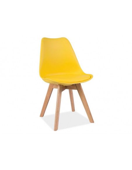 Chaise - Kris - 49 x 41 x 83 cm - Cadre en bois couleur chêne - Jaune