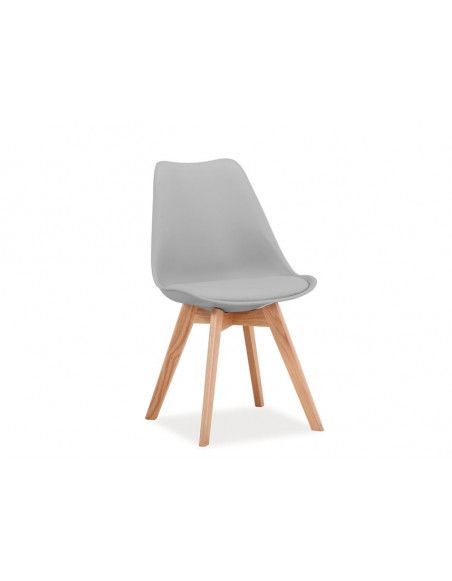 Chaise - Kris - 49 x 41 x 83 cm - Cadre en bois couleur chêne - Gris clair