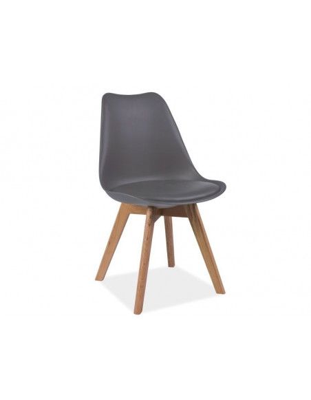 Chaise - Kris - 49 x 41 x 83 cm - Cadre en bois couleur chêne - Gris