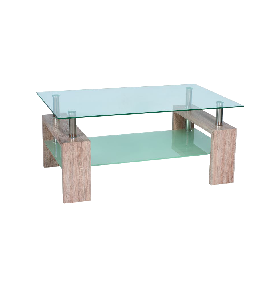 Table basse double niveau - Lisa II - 110 x 60 x 55 cm - Couleur chêne sonoma