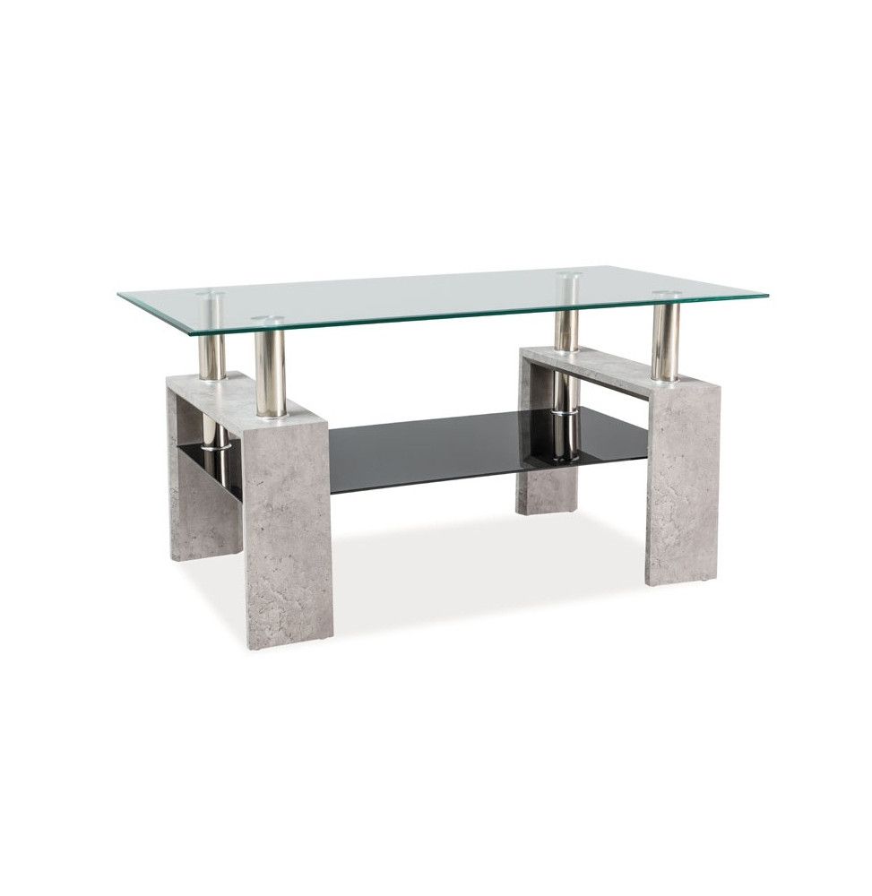 Table basse double niveau - Lisa II - 110 x 60 x 55 cm - Couleur béton