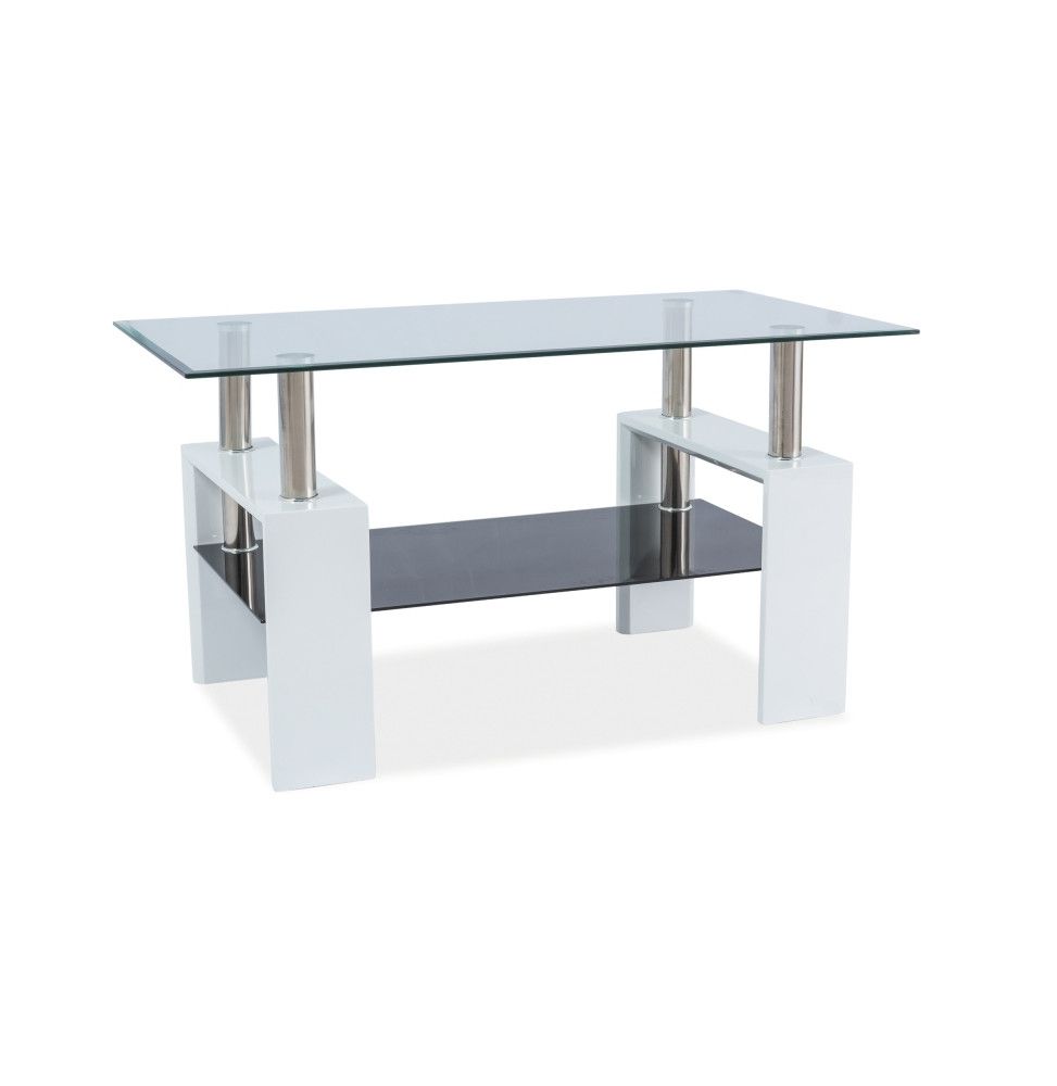 Table basse double niveau - Lisa III - 110 x 60 x 60 cm - Blanc laqué