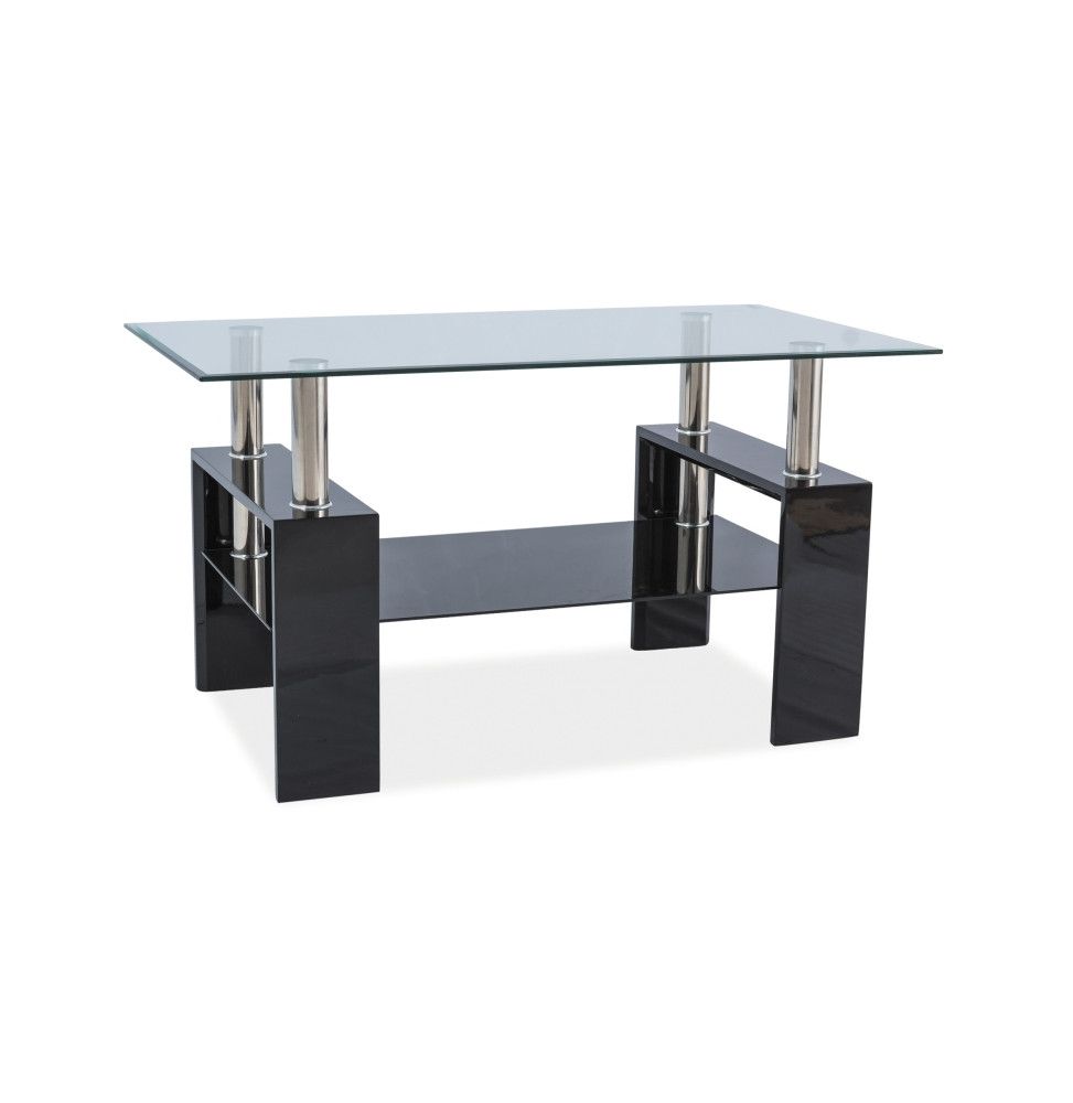 Table basse double niveau - Lisa III - 110 x 60 x 60 cm - Noir laqué