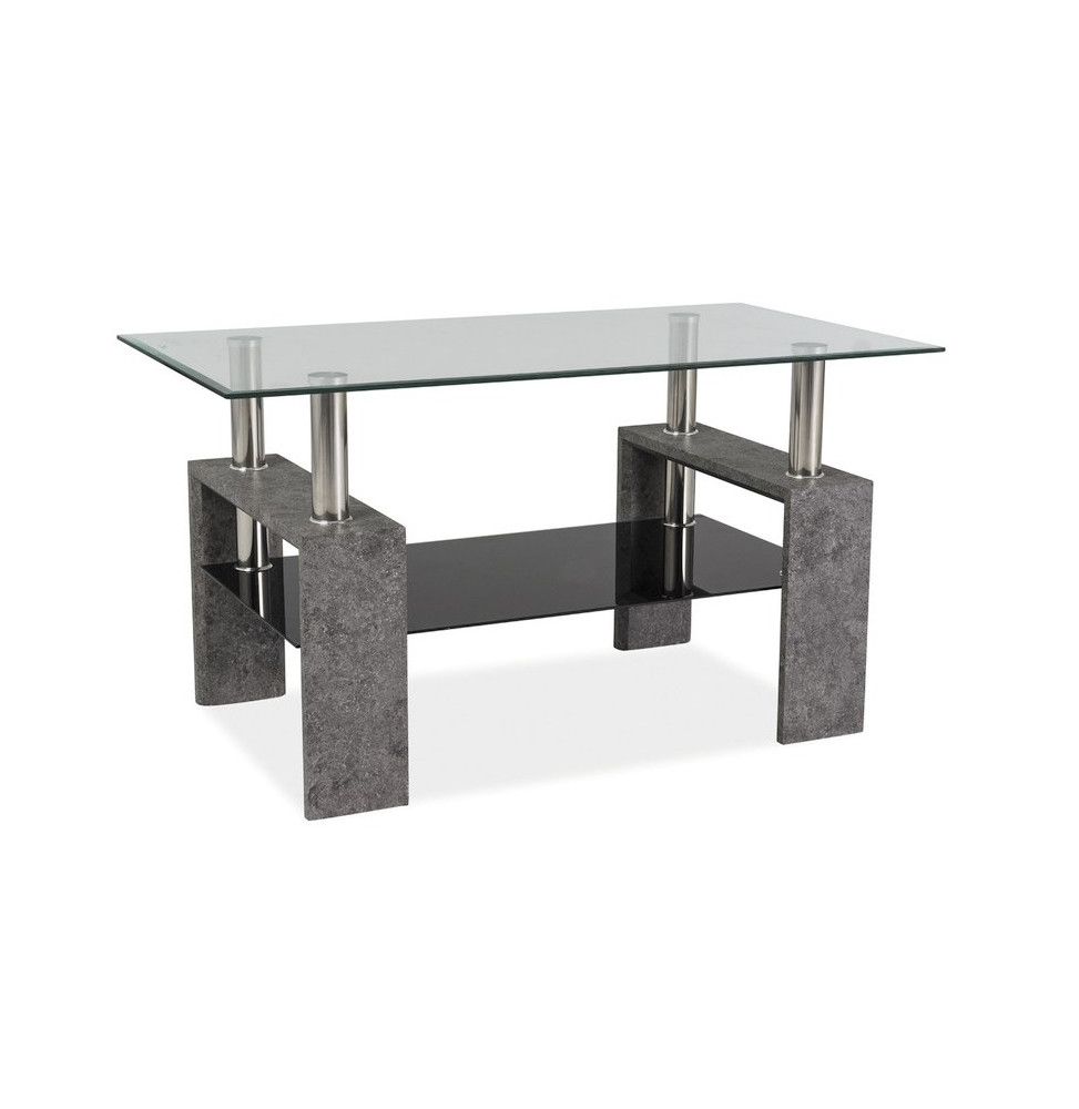 Table basse double niveau - Lisa III - 110 x 60 x 60 cm - Couleur pierre grise