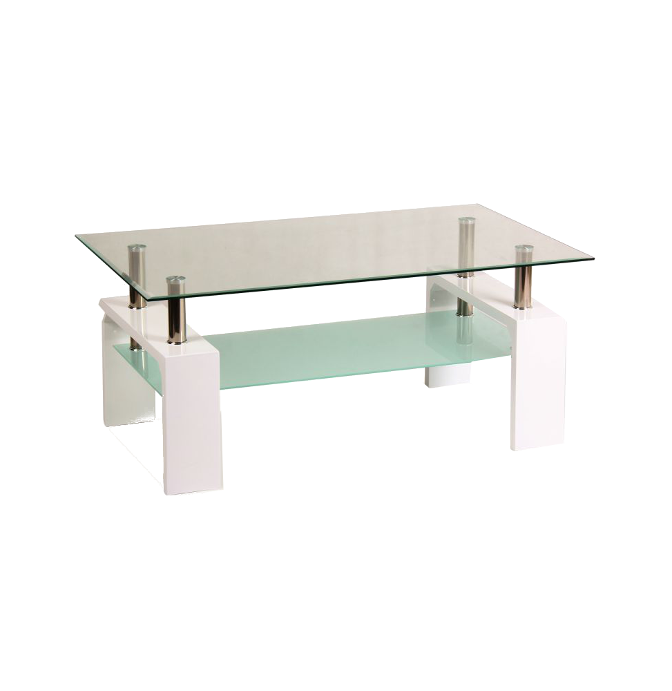 Table basse double niveau - Lisa Basic - 100 x 60 x 45 cm - Blanc laqué