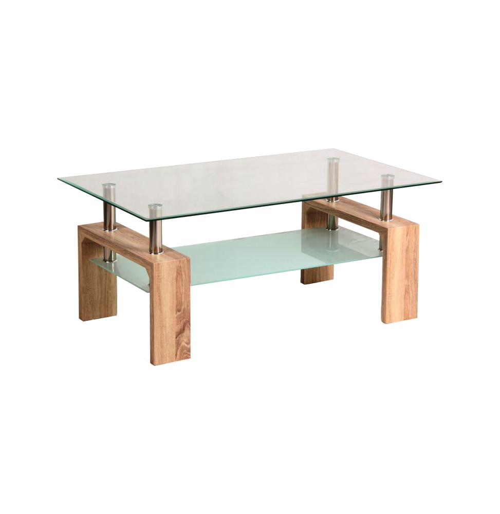 Table basse double niveau - Lisa Basic - 100 x 60 x 45 cm - Couleur chêne sonoma