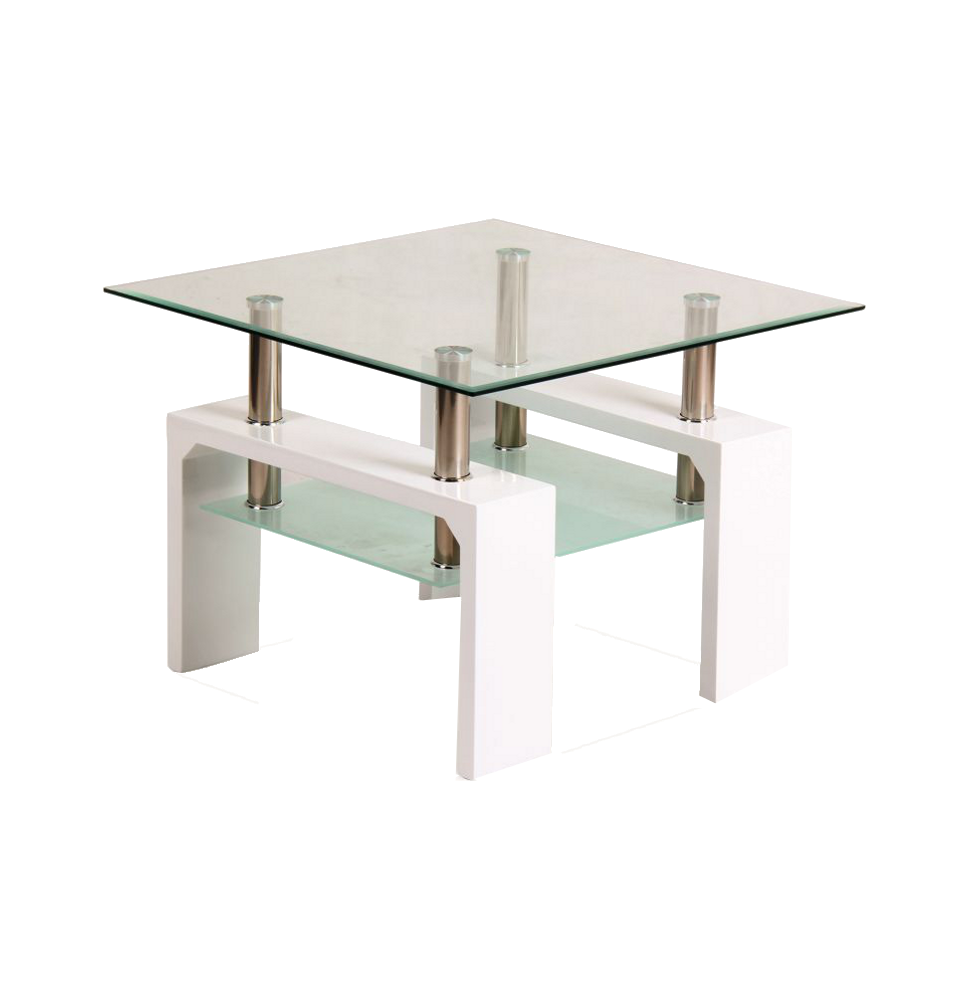 Table basse d'appoint - Lisa Basic D - 60 x 60 x 45 cm - Blanc