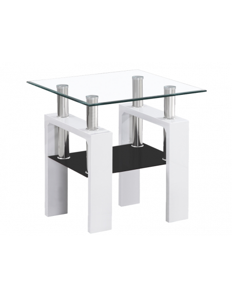 Table basse d'appoint - Lisa D - 60 x 60 x 55 cm - Couleur blanc laqué