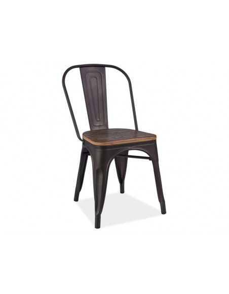 Chaise métallique - Loft - 40 x 36 x 85 cm - Couleur noyer foncé