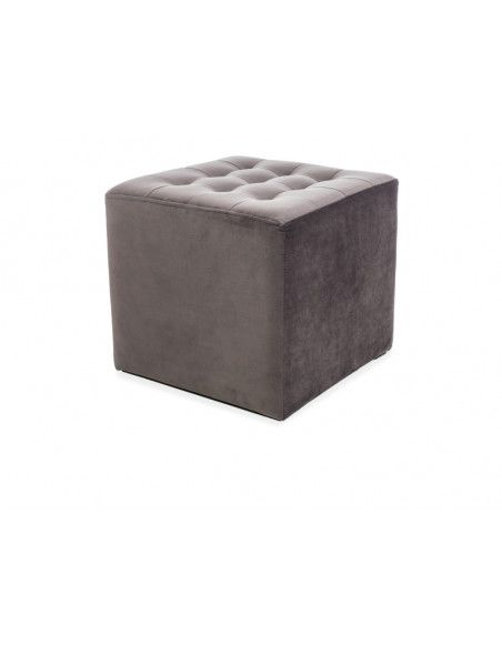 Pouf en tissu de velours - Lori - 39 x 39 x 34 cm - Gris