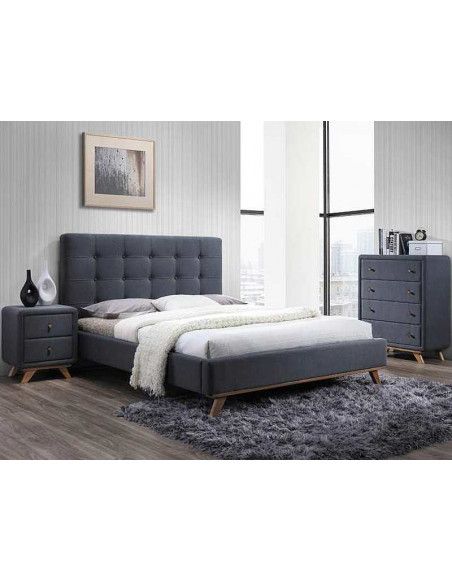 Lit double - Melissa - Pour matelas 160 x 200 cm - Gris