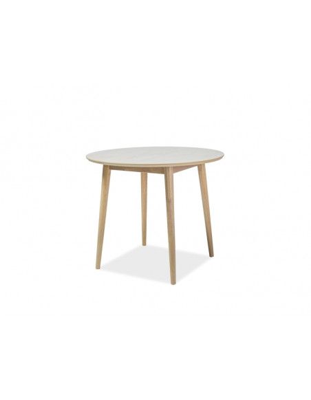 Table ronde - Nelson - D 90 cm x H 75 cm - Couleur chêne blanchi