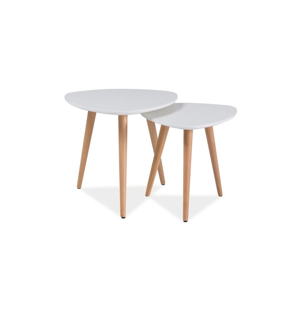 Tables gigognes - Set de 2 - Nolan A - Design scandinave - Blanc