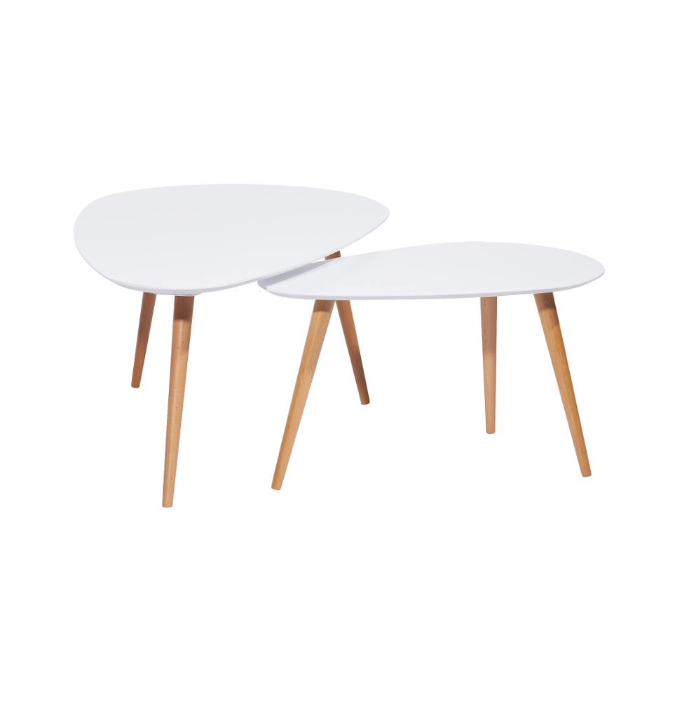 Tables gigognes - Set de 2 - Nolan B - Design scandinave - Blanc