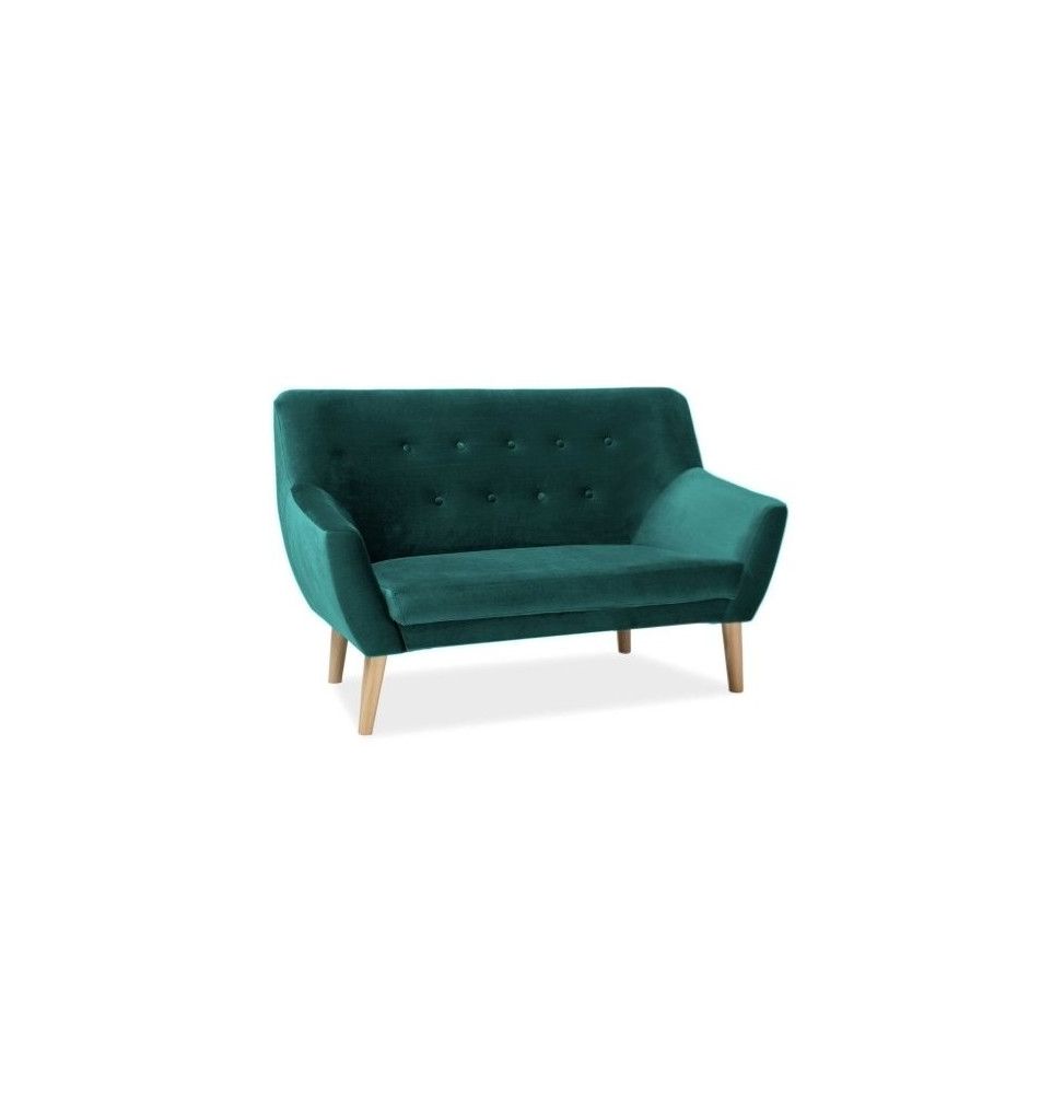 Canapé 2 places en tissu de velours - Nordic 2 - 136 x 75 x 90 cm - Vert