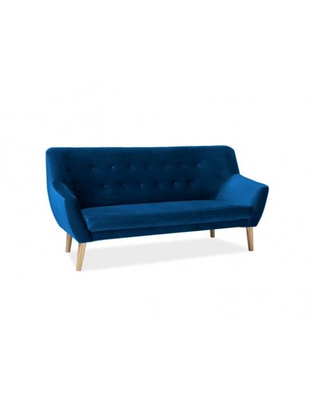 Canapé 3 places en tissu de velours - Nordic 3 - 180 x 75 x 90 cm - Bleu