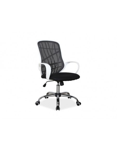 Chaise de bureau à roulettes - Dexter - 51 x 45 x 95 cm - Noir et blanc