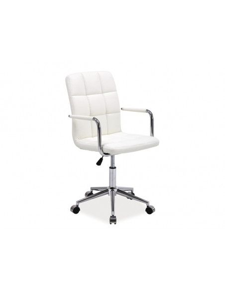 Chaise de bureau à roulettes - Q022 - 51 x 40 x 87 cm - Cuir PU - Blanc