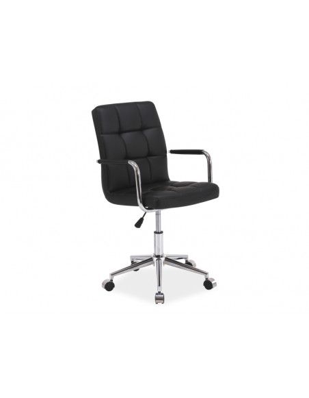 Chaise de bureau à roulettes - Q022 - 51 x 40 x 87 cm - Cuir PU - Noir