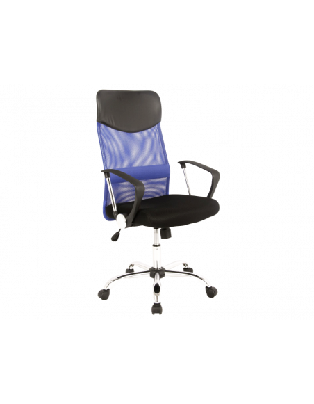 Chaise de bureau à roulettes - Q025 - 62 x 50 x 107 cm - Tissu - Bleu