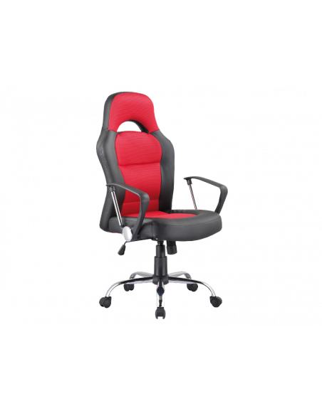 Chaise de bureau à roulettes - Q033 - 63 x 50 x 116 cm - Rouge